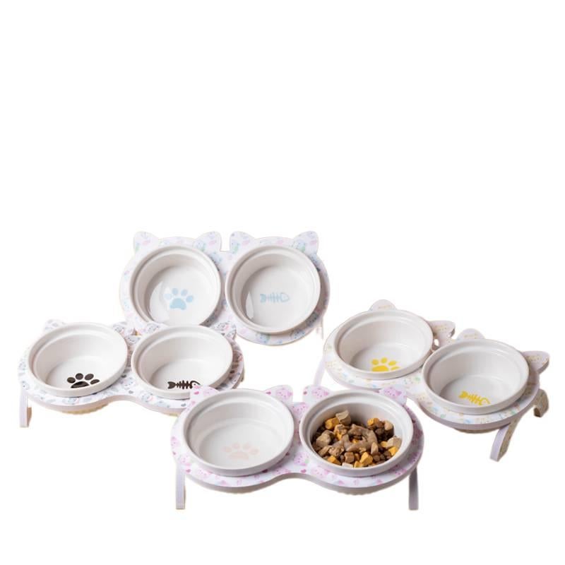 Food and Water Stand Pet Bowl Double with Raised Tilted Bowl and Anti Tip Base Use Easy Clean Design Home Use for Cats and Dogs - Image 2