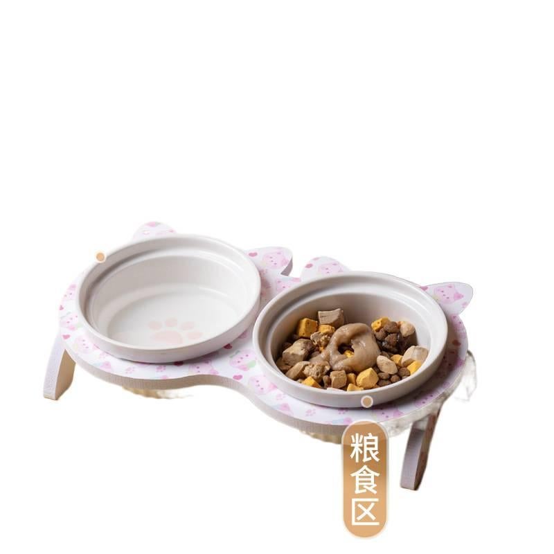 Food and Water Stand Pet Bowl Double with Raised Tilted Bowl and Anti Tip Base Use Easy Clean Design Home Use for Cats and Dogs - Image 3