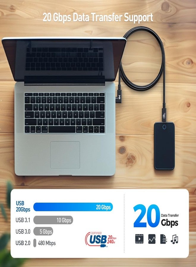 Cable Matters [USB-IF Certified] 20Gbps Right Angle USB 4 Cable 6.6ft, Supports Up to [8K@30Hz / 4K@120Hz Video, 240W Charging, 20Gbps Data Transfer] Compatible with Thunderbolt 4 Cable, MacBook, XPS - Image 4