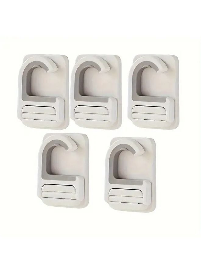 Heavy Duty Foldable Wall Hooks White Plastic 5pcs Space Saving Adhesive Screw Mounted Hangers - Image 1