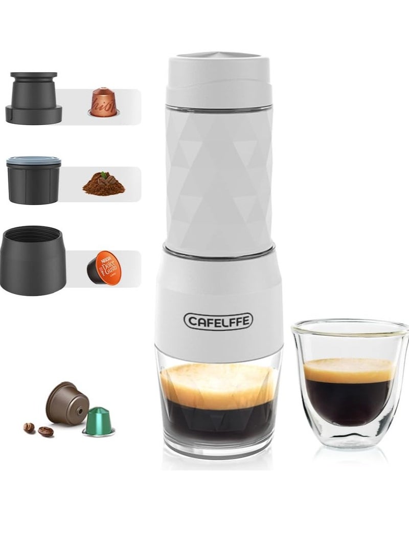 Cafelffe 3-in-1 Portable Espresso Coffee Machine Outdoor Travel Hand Pressed Coffee Pot White - Image 2