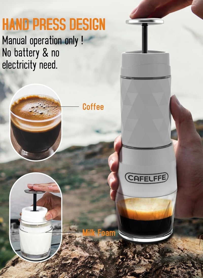Cafelffe 3-in-1 Portable Espresso Coffee Machine Outdoor Travel Hand Pressed Coffee Pot White - Image 5
