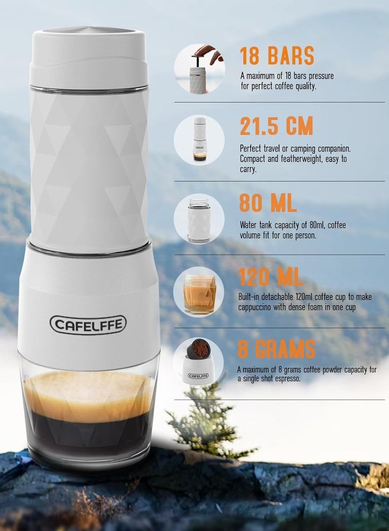 Cafelffe 3-in-1 Portable Espresso Coffee Machine Outdoor Travel Hand Pressed Coffee Pot White - Image 3