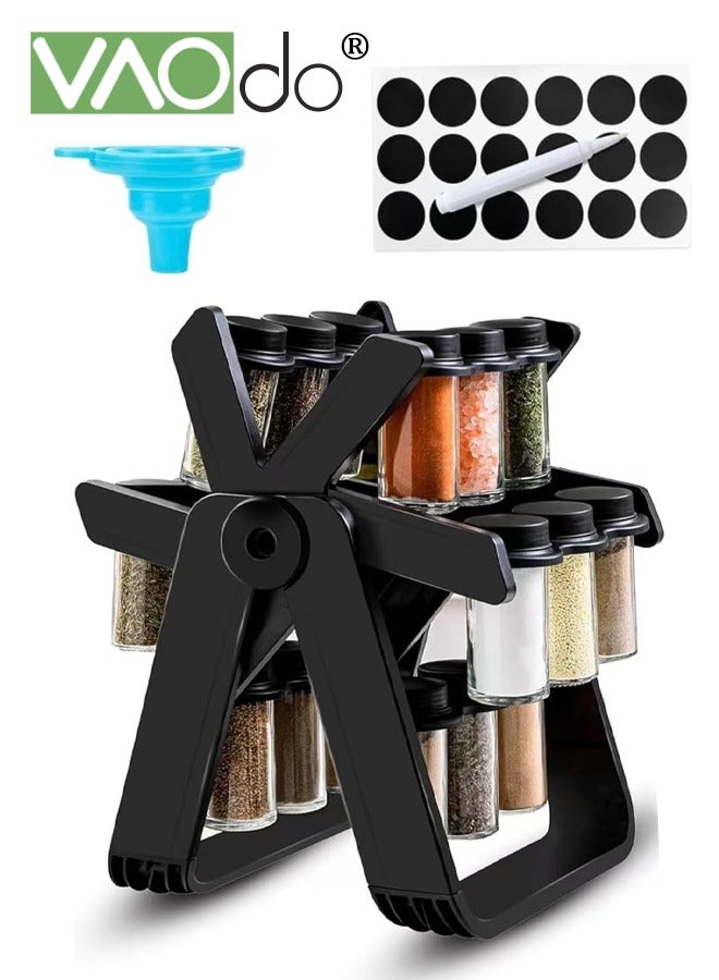 VAOdo 3-Tier Seasoning Jar Set, 360° Rotating Spice Jars with Rack, BPA-Free Material Revolving Seasoning Organizer, Easy to Access, Season Container for Salt Pepper Spice - Image 1