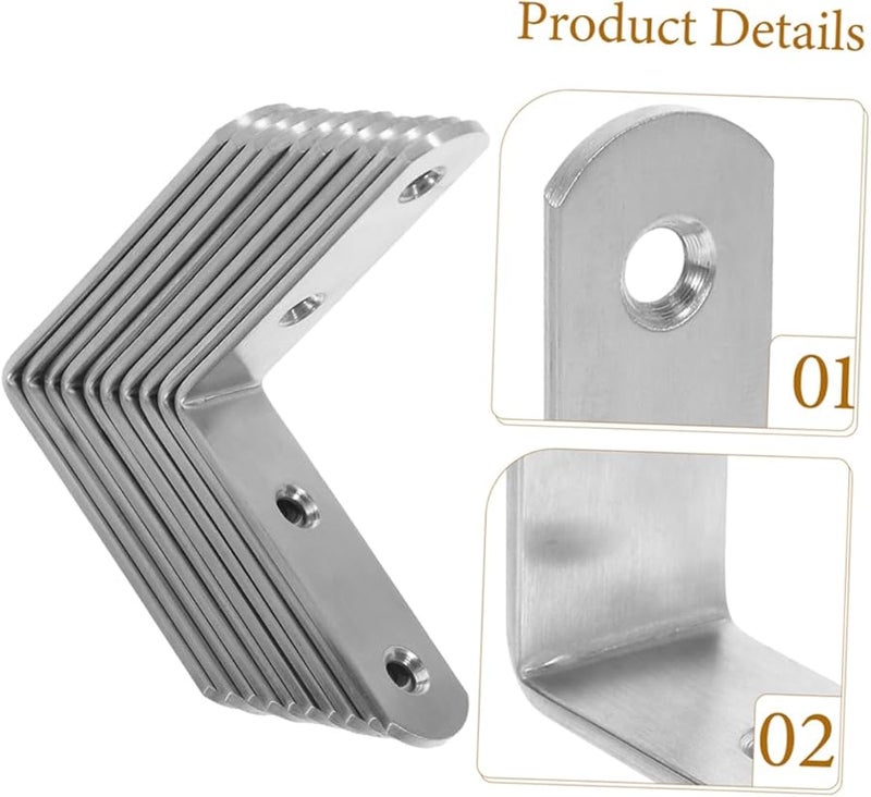 12Pcs Heavy Duty Stainless Steel Corner Braces Right Angle Brackets For Wood Furniture Shelves Cabinets - Image 4