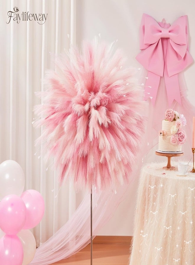 Faylifeway 50pcs Pampas Grass 17in for Living Room Decor, Blush Pink Pampas Grass Decor, Fluffy Pink Flowers for Home Birthday Bathroom Baby Shower Wall Bow Decor(Blush & Cream & Pink) - Image 2