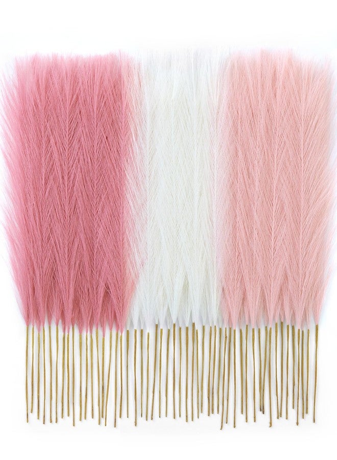 Faylifeway 50pcs Pampas Grass 17in for Living Room Decor, Blush Pink Pampas Grass Decor, Fluffy Pink Flowers for Home Birthday Bathroom Baby Shower Wall Bow Decor(Blush & Cream & Pink) - Image 1