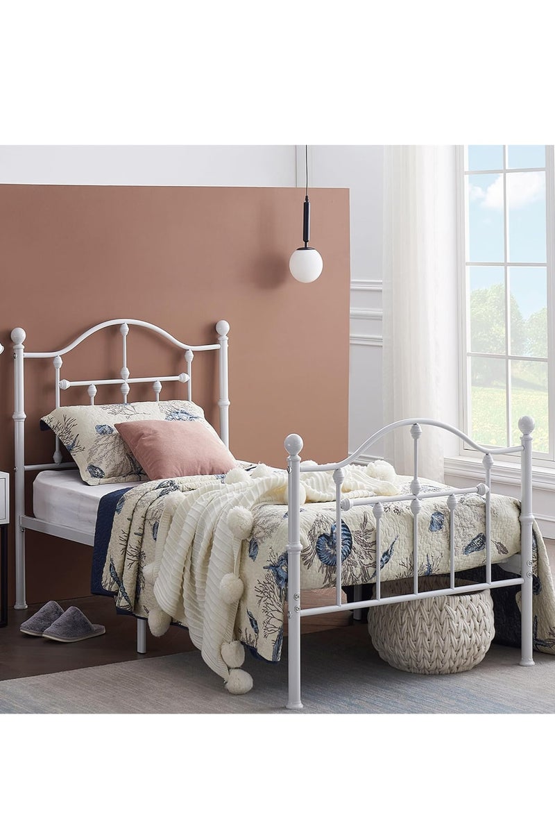 NZONE STORE Metal bed with a combination of durability and beauty for bedrooms white color - size 190 cm - 90 cm - Image 1