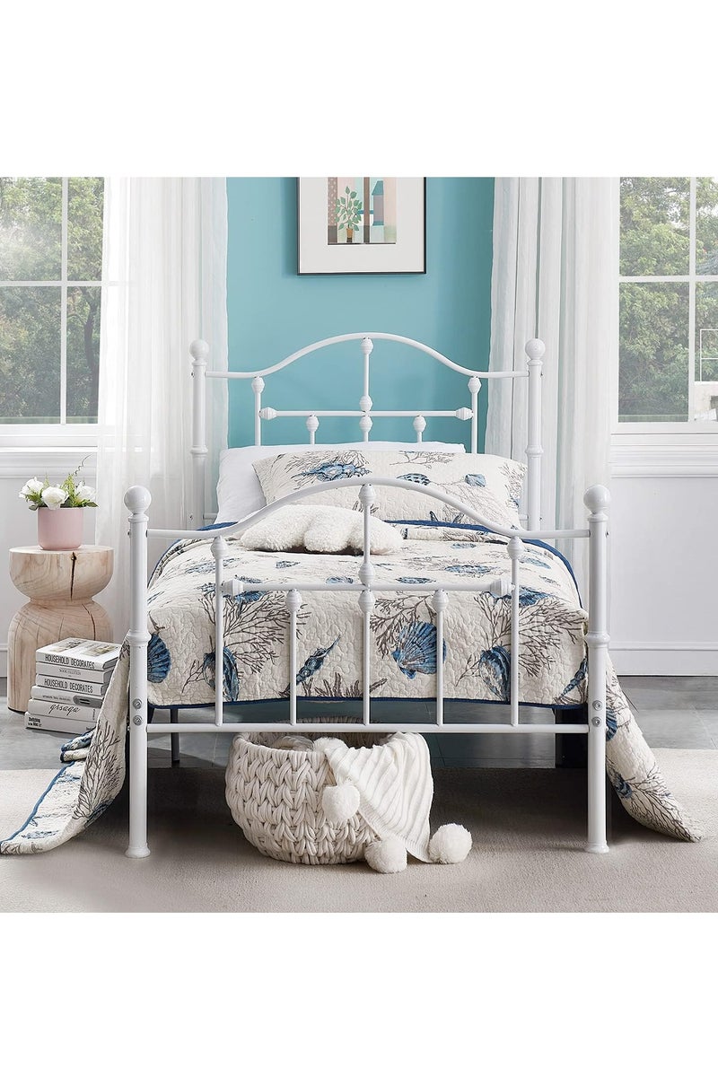 NZONE STORE Metal bed with a combination of durability and beauty for bedrooms white color - size 190 cm - 90 cm - Image 2
