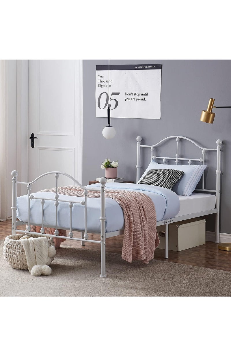 NZONE STORE Metal bed with a combination of durability and beauty for bedrooms white color - size 190 cm - 90 cm - Image 3