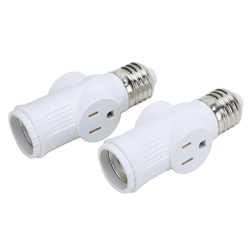 حوالي سOCKET ADAPTER PLUG 3 مفرق 2 قطعة بيضاء محول منفذ لمصباح E26 - Image 1