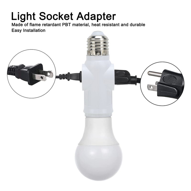 حوالي سOCKET ADAPTER PLUG 3 مفرق 2 قطعة بيضاء محول منفذ لمصباح E26 - Image 4