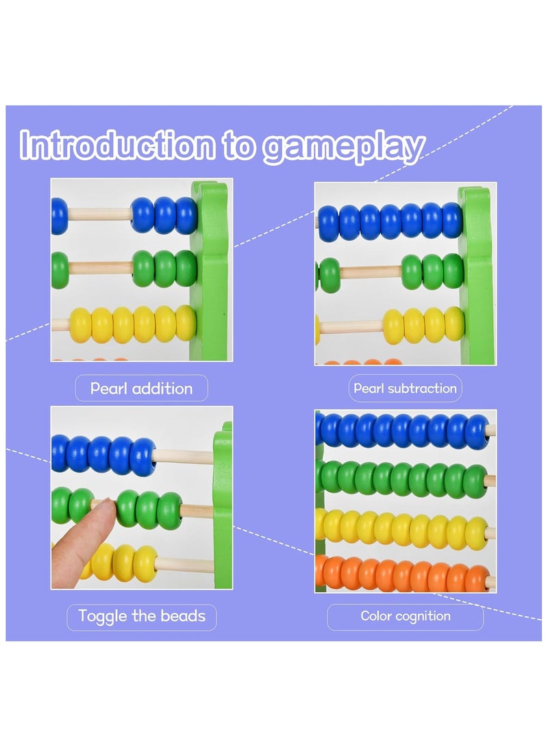 wooden Abacus Frame Learning Tool Growth Toy Beads Educational Counting Toy Abacus Math Thinking Abacus Counting Toy,for Preschool Learning, Learning Mathematics Abacus (Green Abacus)  - Image 4