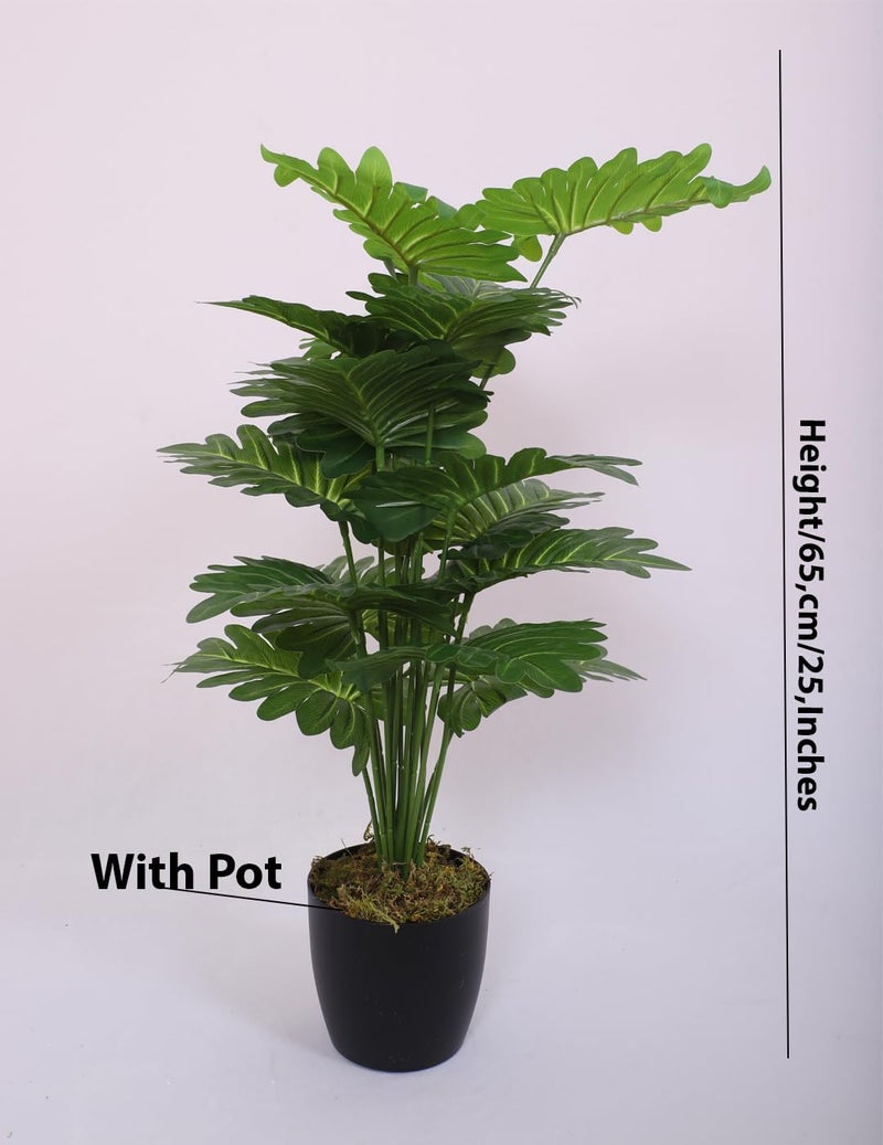 Home Bloom Artificial Philodendron Leaf Plants for with Pot for Interior Decor/Home Décor (18 Leaves, 65 cm Tall, Green) - Image 3