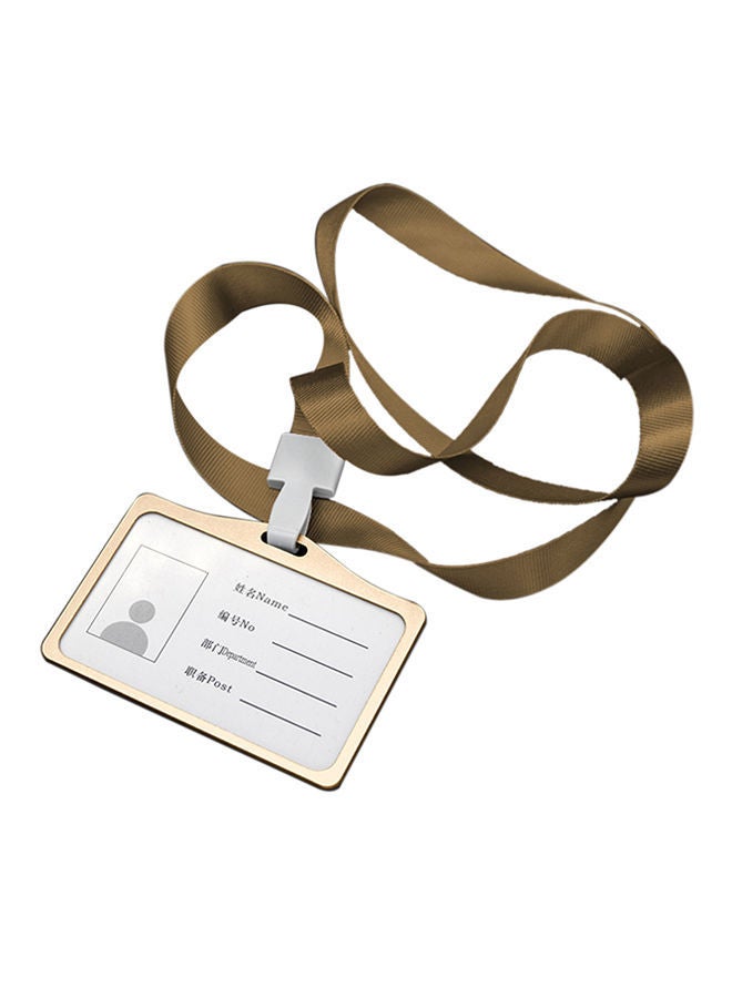 NIBEMINENT Horizontal Style Lanyard ID Card Holder Brown