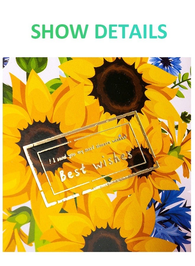 Lemon 4pcs Greeting Card 3D Bouquet Bow Greeting Card for Back Gift, Birthday, Mother's Day Gift, Wedding, Eid, Sturdy and Solid Cardstock Gift Card - Image 5