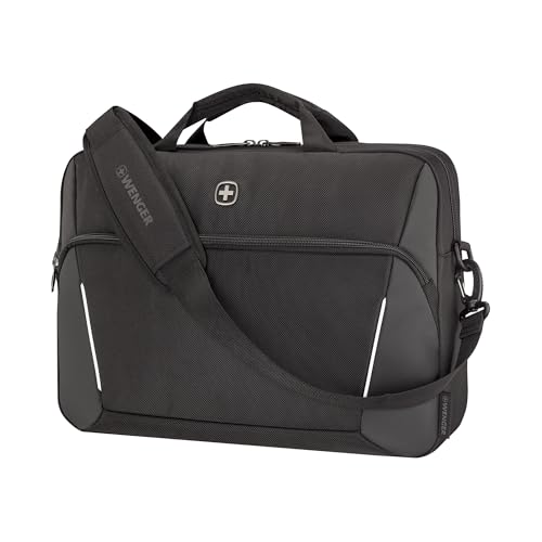 Wenger Swiss Designed XE Compact Brief 16, Laptop Briefcase with Tablet Pocket, Includes Essentials Organiser, Comes with Detachable Shoulder Strap, Black | 17 litres (653299) - Image 1