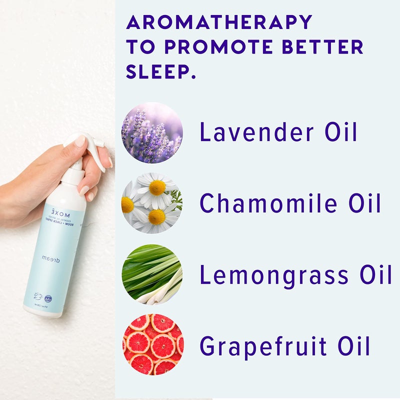 MOXE MOXE Dream Linen & Room Spray, Essential Oils for Sleep, Natural Aromatherapy Mist, Bedding, Pillows, Sheets, Home & Bedroom, Lavender, Chamomile, Lemongrass, Grapefruit, 8 Ounces (1 Pack)  - Image 3