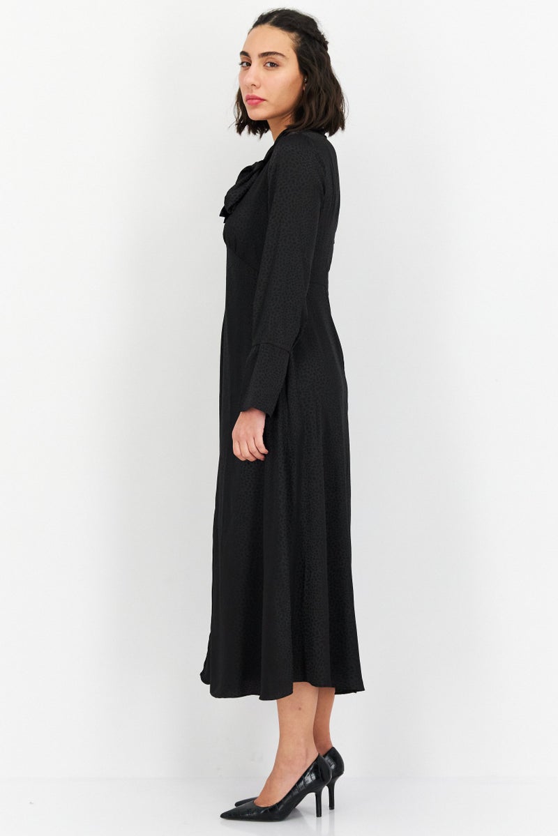 RIVER ISLAND فستان ميدي بطبعة حيوانات للنساء، أسود - Image 3