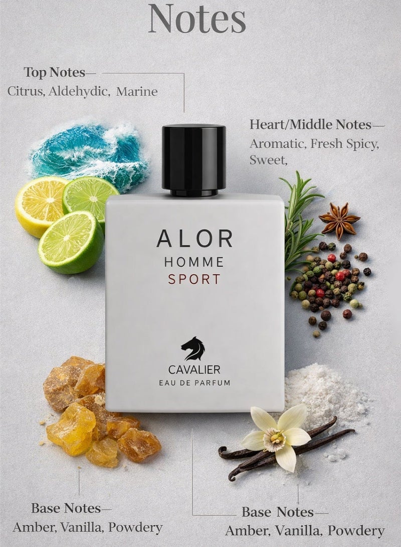 Cavalier Perfume Signature Perfume For Men The Cavalier Alor Homme Sport Eau de Parfum 100ml | ong Lasting Perfume for Men with Fresh Spicy & Aromatic Fragrance with Vanilla & Powdery Touch | Luxury Men’s Perfume - Image 2