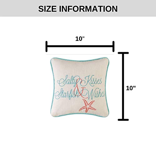C&F Home Salty Kisses Starfish Wishes Embroidered Cotton Small/Petite Accent Pillow 10" x 10" All Seasons Summer Beach House Inspirational Quote Ocean Coastal Home Living Room Sofa Couch Chair Bed - Image 3