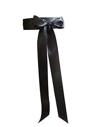 Leimandy 2''Wide Black Ribbon Sash – Satin Sash for Dress, Wedding, Formal Events & Pageants | Simple Classic Design Halloween Decor Adjustable Bow Daily Use (Black) - Image 1