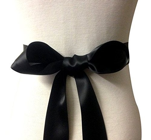 Leimandy 2''Wide Black Ribbon Sash – Satin Sash for Dress, Wedding, Formal Events & Pageants | Simple Classic Design Halloween Decor Adjustable Bow Daily Use (Black) - Image 3