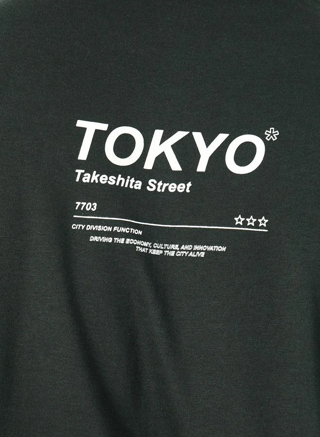 Styli Styli Slogan Print Oversized Crew Neck T-Shirt