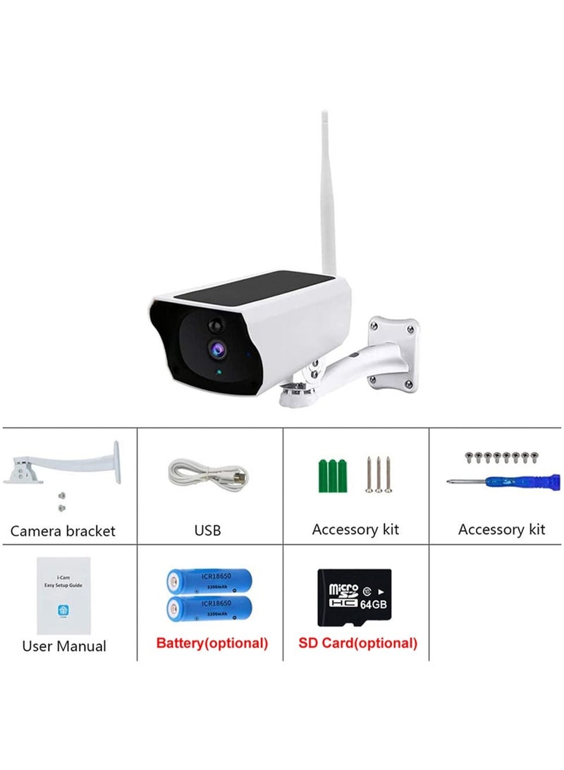 AROAQ كاميرات مراقبة تعمل بالطاقة الشمسية، خارجية لاسلكية، بدقة 1080 بكسل عالية الدقة، كاميرا واي فاي تعمل بالطاقة الشمسية، كاميرا مراقبة خارجية لأمن المنزل الذكي، كاميرا مراقبة فيديو CCTV، كاميرا IP لكشف الحركة للأمن (مع بطاقة 64 جيجابايت) - Image 1