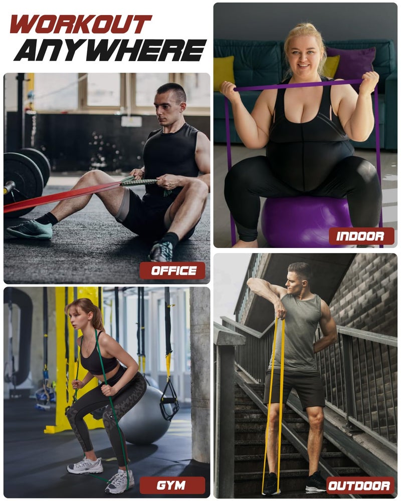 Fitense Resistance Bands Set - Pull Up Bands with 6 Resistance Levels 15-170 LBS for Men Women, Exercise Bands with Door Anchor, Training Poster & Pouch for Body Stretching, Pull Up Assist - Image 5