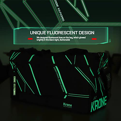 Krone Kalpasmos حقيبة أحذية للسفر/هدية لعشاق الأحذية، حقيبة سفر متعددة الوظائف مع 3 فواصل قابلة للتعديل، وحزام كتف، مصنوعة من النايلون، إصدار توقيع كرون كالباسماس، أخضر نيون مستقبلي - Image 5