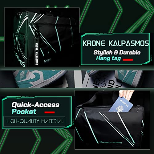 Krone Kalpasmos حقيبة أحذية للسفر/هدية لعشاق الأحذية، حقيبة سفر متعددة الوظائف مع 3 فواصل قابلة للتعديل، وحزام كتف، مصنوعة من النايلون، إصدار توقيع كرون كالباسماس، أخضر نيون مستقبلي - Image 4