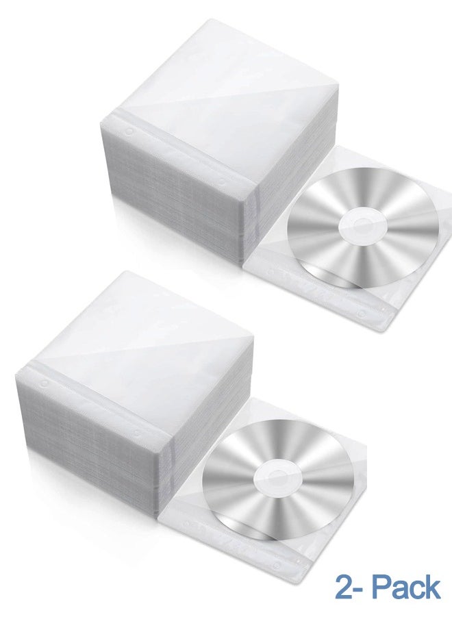 أوفيس ميكر Office maker  200 Pieces of  2 -Pack CD/DVD Sleeves Plastic Sleeve Disc Sleeves for CD/DVD Storage (White)  - Image 1