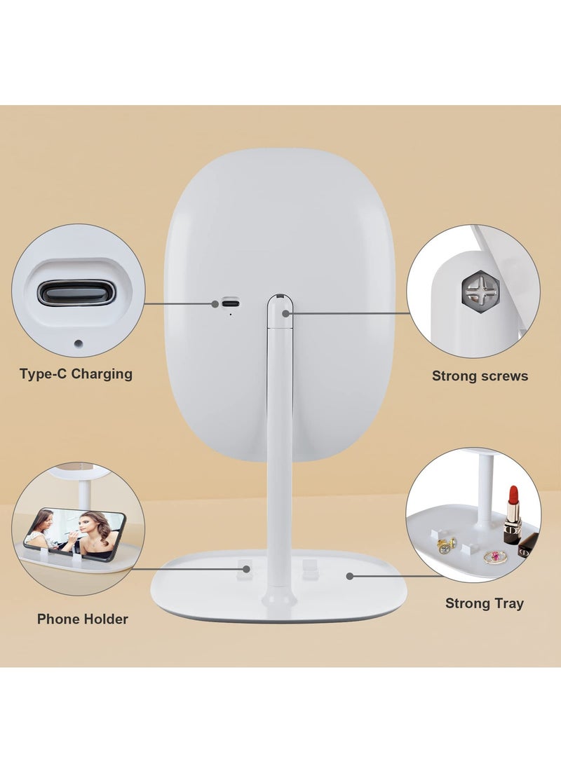 Lighted Makeup Mirror, Rechargeable Double Sided Magnifying Mirror with 3 Colors Modes, 85° Rotation Touch Screen LED Mirror Vanity Mirror, Brightness Adjustable Cosmetic Light up Mirror  - Image 5