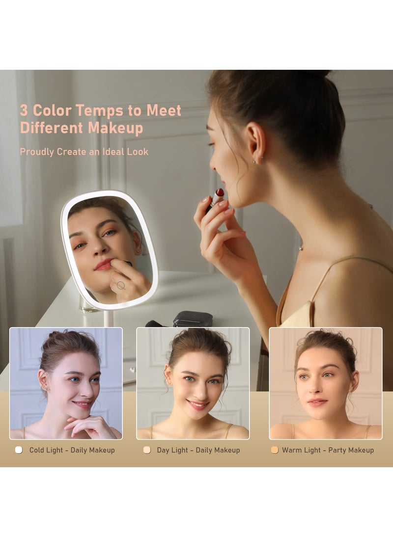 Lighted Makeup Mirror, Rechargeable Double Sided Magnifying Mirror with 3 Colors Modes, 85° Rotation Touch Screen LED Mirror Vanity Mirror, Brightness Adjustable Cosmetic Light up Mirror  - Image 3