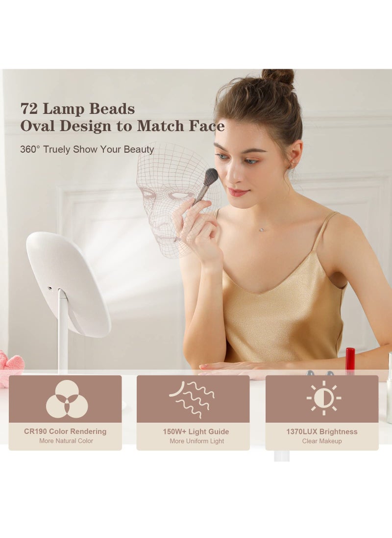 Lighted Makeup Mirror, Rechargeable Double Sided Magnifying Mirror with 3 Colors Modes, 85° Rotation Touch Screen LED Mirror Vanity Mirror, Brightness Adjustable Cosmetic Light up Mirror  - Image 2
