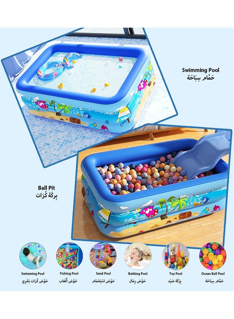Acotsun Inflatable Swimming Pool, Children's Swimming Pool 150cm*104cm*50cm,Thickened Family Above Ground Pool for Outdoor, Backyard, Garden, Summer Water Party,Ball Pit,Sand Pit,Fishing Pond - Image 2