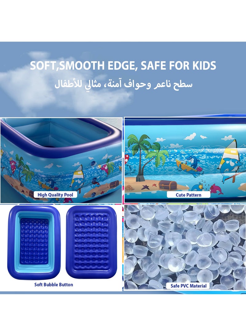 Acotsun Inflatable Swimming Pool, Children's Swimming Pool 150cm*104cm*50cm,Thickened Family Above Ground Pool for Outdoor, Backyard, Garden, Summer Water Party,Ball Pit,Sand Pit,Fishing Pond - Image 4