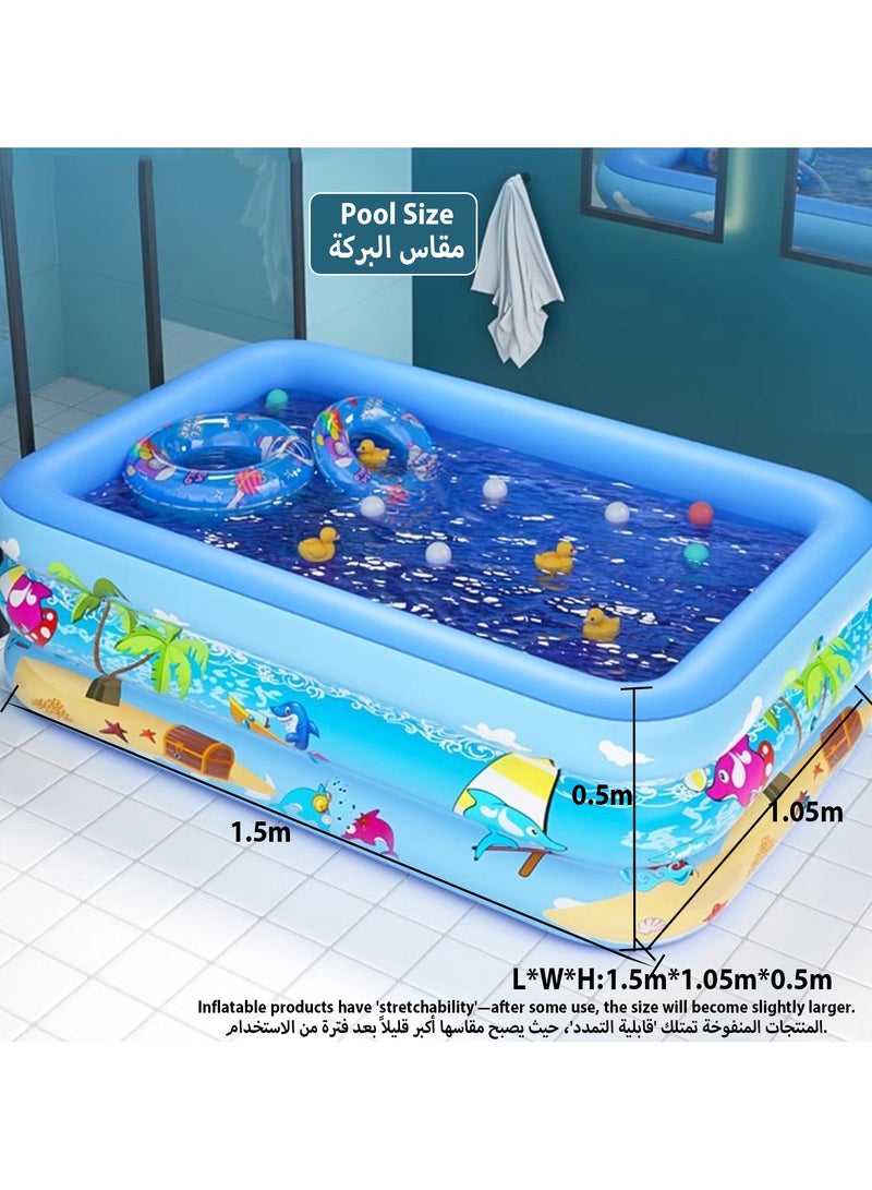 Acotsun Inflatable Swimming Pool, Children's Swimming Pool 150cm*104cm*50cm,Thickened Family Above Ground Pool for Outdoor, Backyard, Garden, Summer Water Party,Ball Pit,Sand Pit,Fishing Pond - Image 5