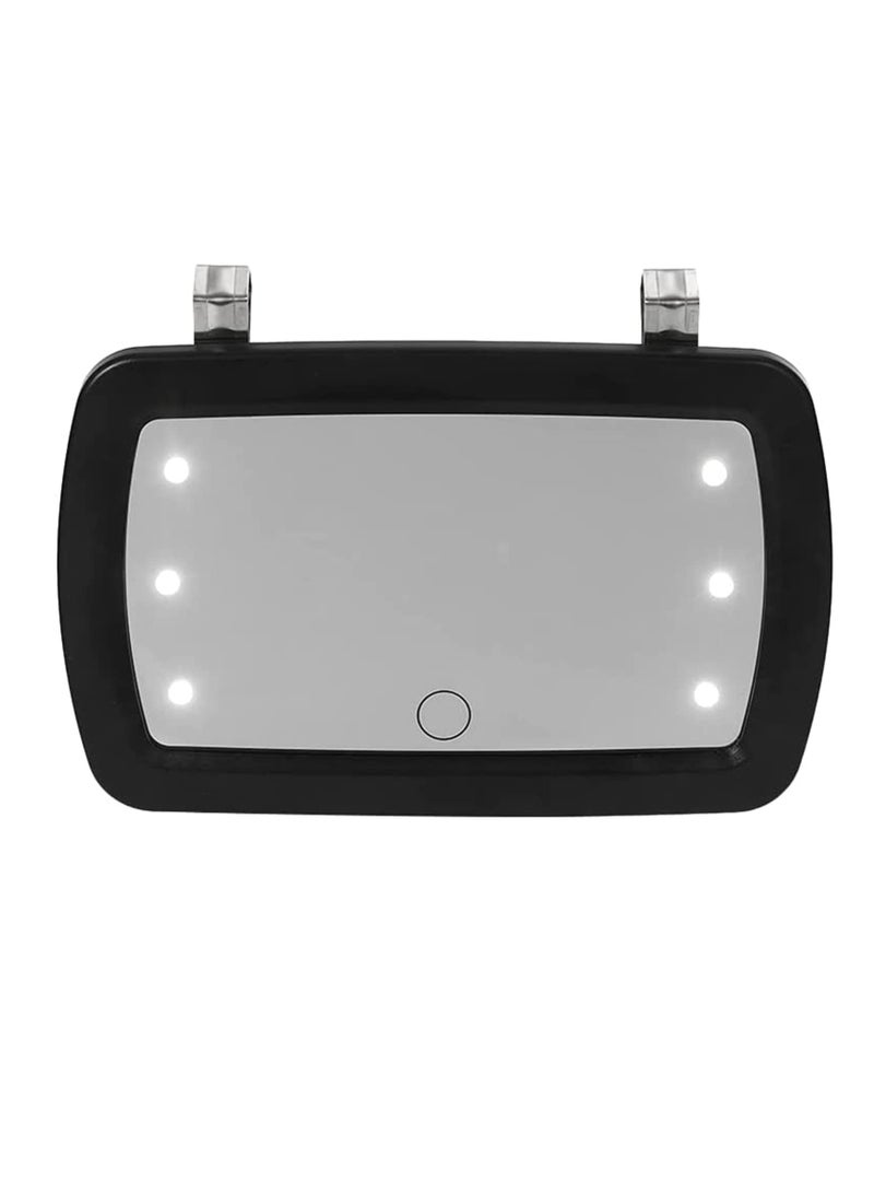 SOLARAE Car Sun Visor Mirror Makeup Sun-shading Cosmetic Mirror Vanity Mirror Automobile Make Up with Touch Screen Mirror Black Auto Supplies with 6 LED Lights - Image 1