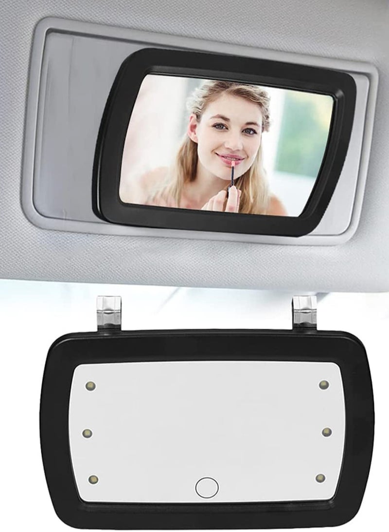 SOLARAE Car Sun Visor Mirror Makeup Sun-shading Cosmetic Mirror Vanity Mirror Automobile Make Up with Touch Screen Mirror Black Auto Supplies with 6 LED Lights - Image 2