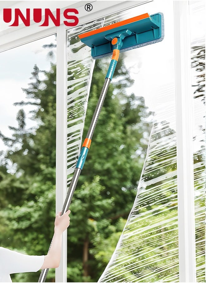 UNUNS Window Glass Cleaning Mop,2 In 1 Shower Squeegee With Extension Pole,Telescopic Window Washing Equipment With Bendable Head,Glass Cleaning Tools For Indoor/Outdoor High Window  - Image 1