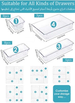 YIM-VIBEHAUS 10 PCS Clear Plastic Drawer Organizer Set, 4 Sizes Desk Drawer Divider Organizers and Storage Bins for Makeup, Jewelry, Gadgets for Kitchen, Bedroom, Bathroom, Office  - Image 2