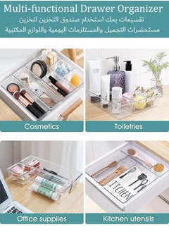 YIM-VIBEHAUS 10 PCS Clear Plastic Drawer Organizer Set, 4 Sizes Desk Drawer Divider Organizers and Storage Bins for Makeup, Jewelry, Gadgets for Kitchen, Bedroom, Bathroom, Office  - Image 5