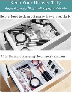 YIM-VIBEHAUS 10 PCS Clear Plastic Drawer Organizer Set, 4 Sizes Desk Drawer Divider Organizers and Storage Bins for Makeup, Jewelry, Gadgets for Kitchen, Bedroom, Bathroom, Office  - Image 4