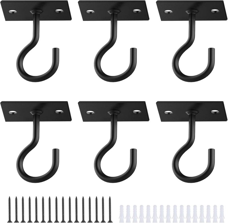 QTJUST Ceiling Hooks for Hanging Plants 6pack 2.5inch Wall Mount Plant Hooks Meatl Plant Hanger Indoor for Hanging Lanterns, Bird Feeder, Flower Basket, Home Decor Indoor & Outdoor - Image 1