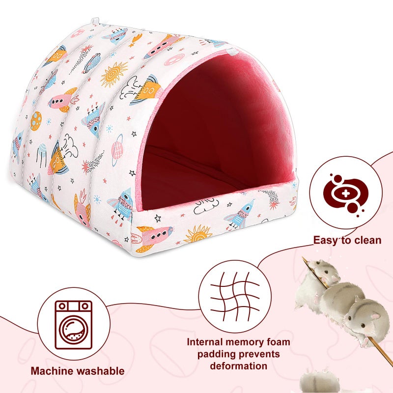 UPINS 2 Pack Guinea Pig Bed, Guinea Pig Hideout Washable Small Animal House Cage Accessories for Dwarf Rabbits Chinchillas Hamsters Hedgehogs Ferrets Bearded Dragons and Rats - Image 3