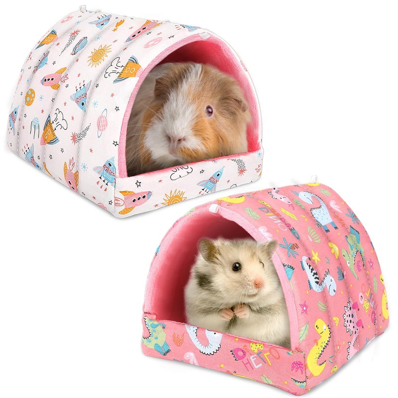 UPINS 2 Pack Guinea Pig Bed, Guinea Pig Hideout Washable Small Animal House Cage Accessories for Dwarf Rabbits Chinchillas Hamsters Hedgehogs Ferrets Bearded Dragons and Rats - Image 1
