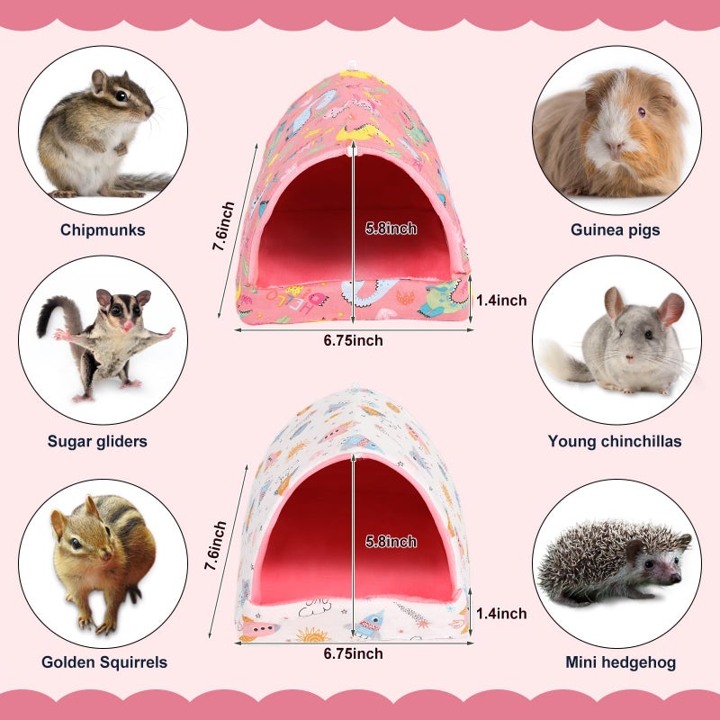 UPINS 2 Pack Guinea Pig Bed, Guinea Pig Hideout Washable Small Animal House Cage Accessories for Dwarf Rabbits Chinchillas Hamsters Hedgehogs Ferrets Bearded Dragons and Rats - Image 4
