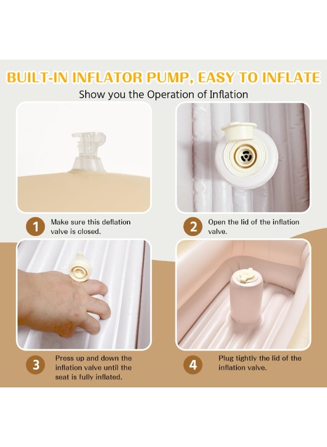 دايتويز حوض استحمام قابل للنفخ للأطفال مزود بمضخة هواء مدمجة، حوض استحمام محمول للسفر للأطفال، مقاعد حمام سباحة قابلة للنفخ للأطفال الصغار أثناء الجلوس، حوض استحمام قابل للطي للأطفال حديثي الولادة من عمر 3 أشهر فما فوق (دب) - Image 5